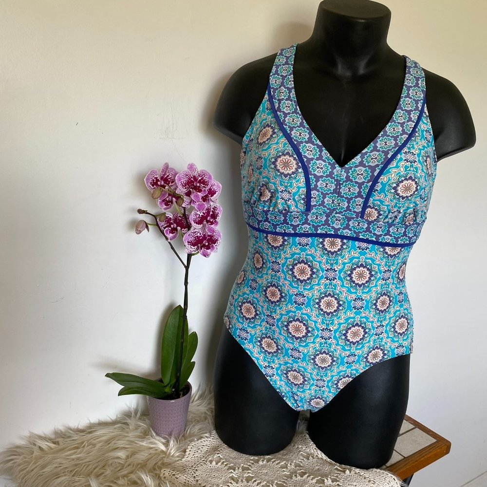 Boho Ruffle Print One Piece Swimsuit Set